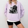 READING IN PEACE RIP Introvert Skeleton Read Book Meme Comfort Colors Sweatshirt Orchid