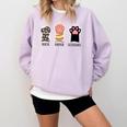 Rock Paper Scissors Hand Game Cute Paw Cat Introvert Comfort Colors Sweatshirt Orchid