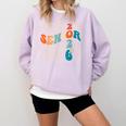 Senior 2026 Class Of 2026 Retro Groovy Graduation Grad Women Comfort Colors Sweatshirt Orchid
