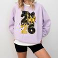 Senior Class Of 2026 Senior Girl Graduation Cap Coquette Bow Comfort Colors Sweatshirt Orchid