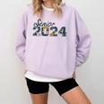 Senior Graduation Class Of 2024 Cute Senior 2024 Flowers Comfort Colors Sweatshirt Orchid