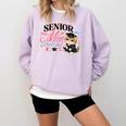 Senior Mom Class Of 2027 Cute Cat Graduation Pink Bows Girls Comfort Colors Sweatshirt Orchid