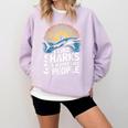 I Like Sharks & Maybe Like 3 People Humor Introverts Summer Comfort Colors Sweatshirt Orchid