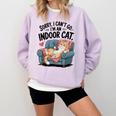 Sorry I Can’t Go I’m An Indoor Cat Couch Introvert Cat Comfort Colors Sweatshirt Orchid Sorry I Can’t Go I’m An Indoor Cat Couch Introvert Cat Comfort Colors Sweatshirt Orchid