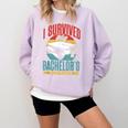 I Survived My Bachelor's Degree Party Bachelor Graduation Comfort Colors Sweatshirt Orchid