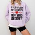 I Survived My Husband's Nursing Degree School Graduation Comfort Colors Sweatshirt Orchid