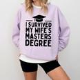 I Survived My Wife's Masters Degree Graduation Class Of 2025 Comfort Colors Sweatshirt Orchid