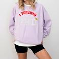 I Survived My Wife's PhD Graduation Slim Fit Shirt Comfort Colors Sweatshirt Orchid
