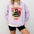 Woman Firefighter Aunt TiTi Auntie Black Graduation Comfort Colors Sweatshirt Orchid