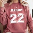 122 January 22 Birthday Wedding Graduation Event Date Comfort Colors Sweatshirt Crimson