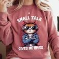 Anti Social Anxiety Mindfulness No Small Talk Introvert Cat Men Women Comfort Colors Sweatshirt Crimson