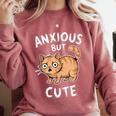 Anxious But Cute Anxiety Meme Cat Lover Introvert For Men Women Comfort Colors Sweatshirt Crimson Anxious But Cute Anxiety Meme Cat Lover Introvert For Men Women Comfort Colors Sweatshirt Crimson