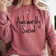 Awkwardly Social Introvert Anxious Socially Awkward Comfort Colors Sweatshirt Crimson