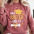 Back To School My Sister Did It Graduation Proud Sister Graduated Female X-Small Comfort Colors Sweatshirt Crimson