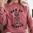 Bad At People Ferret Introvert Saying Slogan Comfort Colors Sweatshirt Crimson