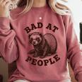 Bad At People Ferret Introvert Saying Slogan Tee Comfort Colors Sweatshirt Crimson