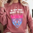 Bi Shy And Ready To Cry Bisexual Introvert Bi Pride Comfort Colors Sweatshirt Crimson