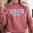 Blue Bow Coquette Floral Senior 2026 Graduation Class Comfort Colors Sweatshirt Crimson