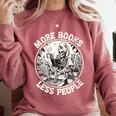 More Books Less People Introvert Skeleton Reading Comfort Colors Sweatshirt Crimson