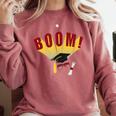 Boom Graduation Hat And Diploma For Proud Graduate Comfort Colors Sweatshirt Crimson