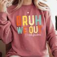 Bruh We Out 6th Graders Second Grade Graduation Comfort Colors Sweatshirt Crimson