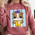 Bulldog Anime Pup Graduation Comfort Colors Sweatshirt Crimson