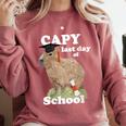 Capy Last Day Of School Capybara Graduation Quote Comfort Colors Sweatshirt Crimson