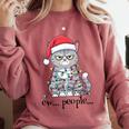 Cat Ew People Adult Humor Introvert Anti-Social Comfort Colors Sweatshirt Crimson