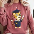 Cheetah Graduation Cute Kindergarten Elementary High School Comfort Colors Sweatshirt Crimson