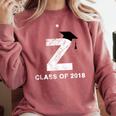 Class Of 2018 Last Name Letter Z Graduation Comfort Colors Sweatshirt Crimson