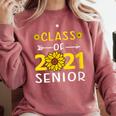 Class Of 2021 Senior Graduation Sunflower Comfort Colors Sweatshirt Crimson