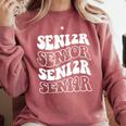 Class Of 2024 High School Senior Graduation Groovy Wave Comfort Colors Sweatshirt Crimson