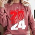 Class Of 2024 High School Senior Graduation Red Sports Style Comfort Colors Sweatshirt Crimson