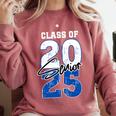 Class Of 2025 Senior Graduation 2025 Blue Comfort Colors Sweatshirt Crimson