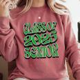 Class Of 2025 Senior Green Student Graduation Comfort Colors Sweatshirt Crimson