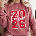 Class Of 2026 Graduation Red With Varsity Letters Comfort Colors Sweatshirt Crimson
