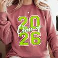Class Of 2026 Graduation Varsity Lime Green Letters Comfort Colors Sweatshirt Crimson