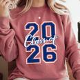 Class Of 2026 Graduation Varsity Navy Blue Letters Premium Tri-Blend Comfort Colors Sweatshirt Crimson