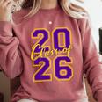 Class Of 2026 Graduation Varsity Purple Yellow On The Back Comfort Colors Sweatshirt Crimson