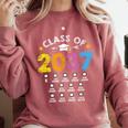 Class Of 2037 Grow With Me Checklist Graduation Comfort Colors Sweatshirt Crimson