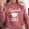 Congrats Sara College High School Graduation Comfort Colors Sweatshirt Crimson