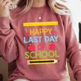 Cool Stylish Happy Last Day Of School Shirt Graduation Comfort Colors Sweatshirt Crimson