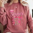 Coquette Pink Bow Flowers Senior 2026 2027 Graduation Comfort Colors Sweatshirt Crimson