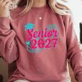 Coquette Pink Bow Senior 2027 Class Of Graduation Comfort Colors Sweatshirt Crimson