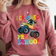 I Crushed Pre-K Monster Truck Graduation Preschool Grad 2025 Comfort Colors Sweatshirt Crimson