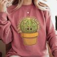 Cute Golden Barrel Cactus Introvert Distressed Comfort Colors Sweatshirt Crimson
