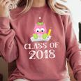 Cute Pink School Owl Class Of 2018 Graduation Comfort Colors Sweatshirt Crimson