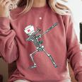 Dabbing Skeleton Nurse Halloween Graduation Comfort Colors Sweatshirt Crimson