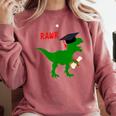 Dinosaur Rawr Diploma Graduate Graduation Comfort Colors Sweatshirt Crimson