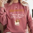 Dog-Trovert Shih Tzu Humor Definition Introvert Comfort Colors Sweatshirt Crimson